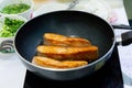 Cooking Salmon steak with pan, frying Salmon Steak