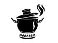 Cooking saucepan with steam icon, simple style