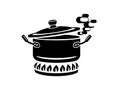 Cooking saucepan with steam icon, simple style