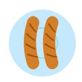 Cooking sausage on bbq flat icon