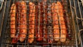 Cooking sausage and merguez on a barbecue, close-up Royalty Free Stock Photo