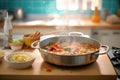 cooking scene with kimchi bubbling in a hot pot Royalty Free Stock Photo