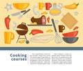 Cooking school chef courses vector poster