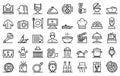 Cooking show icons set, outline style