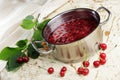 Cooking sour cherry jam Royalty Free Stock Photo