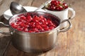 Cooking sour cherry jam Royalty Free Stock Photo