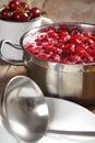 Cooking sour cherry jam Royalty Free Stock Photo