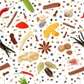 Cooking spices seamless pattern set