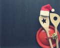 Cooking spoon with hat of santa Royalty Free Stock Photo