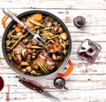 Stew meat-beef Bourguignon Royalty Free Stock Photo