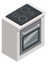 Cooking stove icon. Isometric kitchen oven furniture