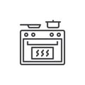 Cooking stove line icon, outline vector sign, linear style pictogram isolated on white.
