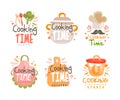 Cooking Studio Logo Design with Different Kitchen Utensils Vector Set