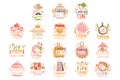 Cooking Studio Logo Templates Design Set, Culinary School Colorful Labels Vector Illustration