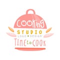 Cooking studio, time to cook logo design, kitchen emblem can be used for culinary class, course, school hand drawn