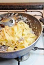Cooking Tagliatelle Pasta Royalty Free Stock Photo