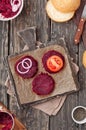 Cooking tasty and healthy burger with beets