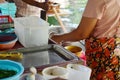 Cooking Thai Noodle at Klong Lat Mayom Canal Floating Market at Bangkok Thailand Royalty Free Stock Photo