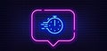 Cooking timer line icon. Frying stopwatch sign. Food preparation. Neon light speech bubble. Vector