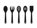 Cooking tools icons. Kitchen utensils made of wood. Kitchen equipment set. Royalty Free Stock Photo