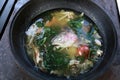 Cooking of ukha trout fish soup