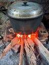 Cooking using a wood fire stove