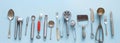 Cooking utensils, mixed vintage cookery and baking cutlery and tools