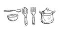 Cooking Utensils Outline Vector - Culinary and Kitchen Tools, vector design Generative AI Royalty Free Stock Photo