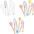 Cooking utensils in pastel colors. Vector illustration.