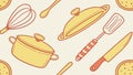 Cooking Utensils and Pots Seamless Pattern Vector Design, vector design Generative AI Royalty Free Stock Photo