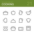Cooking vector outline icon set