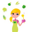 Cooking woman preparing healthy green food Royalty Free Stock Photo