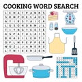 Cooking word search game for kids. Vector illustration for learn