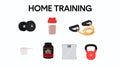 Home Training Icon Set. Home Workout Items