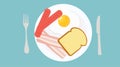 Vector Isolated Illustration of a Breakfast, with a Plate with a Fried Egg