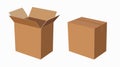 Vector Iolated Set of Carton Boxes, Opened and Closed Royalty Free Stock Photo