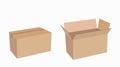 Vector Iolated Set of Carton Boxes, Opened and Closed Royalty Free Stock Photo
