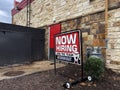 Cookout fast food restaurant building drive thru Now Hiring sign