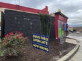 Cookout fast food restaurant building drive thru Open Late sign