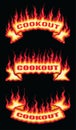 Cookout Fire Flame Scroll Banners Royalty Free Stock Photo