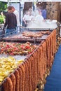 Cooks preparing food at the Street food festival in Sibiu city in Romania