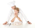 Cooks team preparing raw chicken Royalty Free Stock Photo