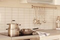 Cookware on electric stove Royalty Free Stock Photo