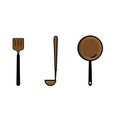 Cookware illustration represents a cookware for working in the kitchen pans