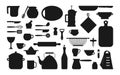 Cookware kitchen tools black silhouette set vector Royalty Free Stock Photo