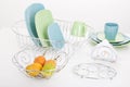 Cookware; set of dish drainer and kitchen utensils Royalty Free Stock Photo