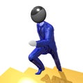 Cool 3d businessman icon climbing the stairs Royalty Free Stock Photo