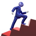 Cool 3d businessman icon climbing the stairs Royalty Free Stock Photo