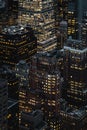 Cool aerial view of skyscrapers at the night in Manhattan, New York. Perfect as wallpaper. Royalty Free Stock Photo