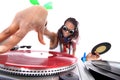 Cool afro american DJ in action Royalty Free Stock Photo